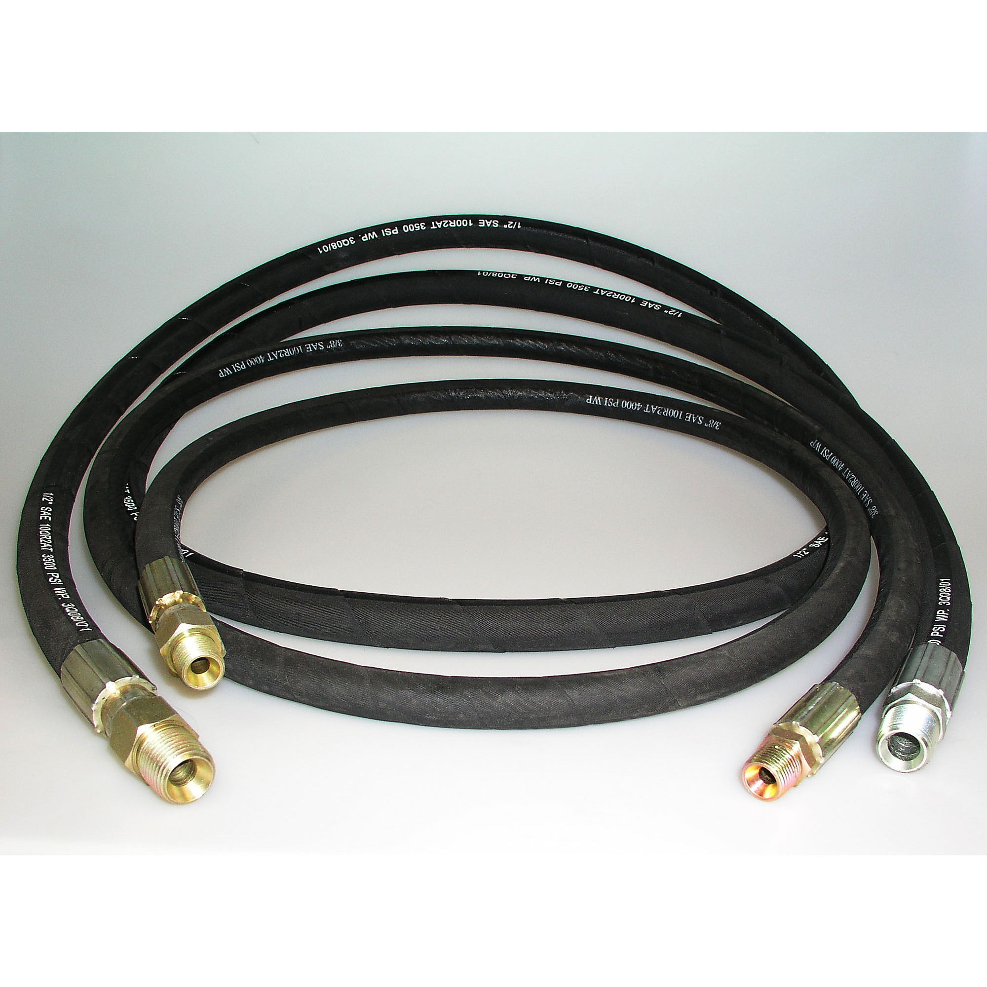 Jason Industrial Hydraulic Hose Assembly — 1/2in. dia., 18in. Length, 2-Wire, 3500 PSI, Model# 4921-0050-0018P